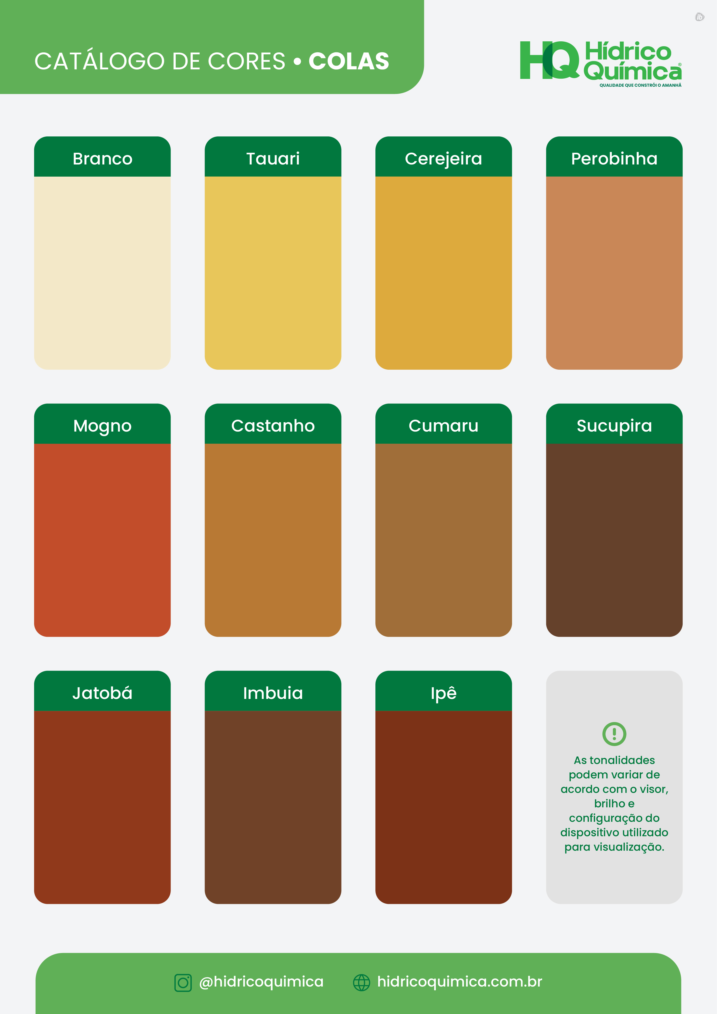 Catálogo de cores — FabCol PVA